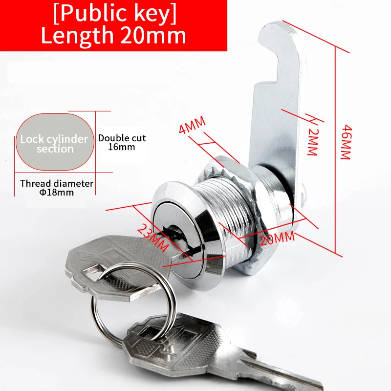 20 SETS Metalen Cilinderkast Beveiliging Locker Cam Lock Met 2 Sleutels Dezelfde Sleutel Verschillende Sleutel Beveiliging Brievenbus Slot Lade 16mm