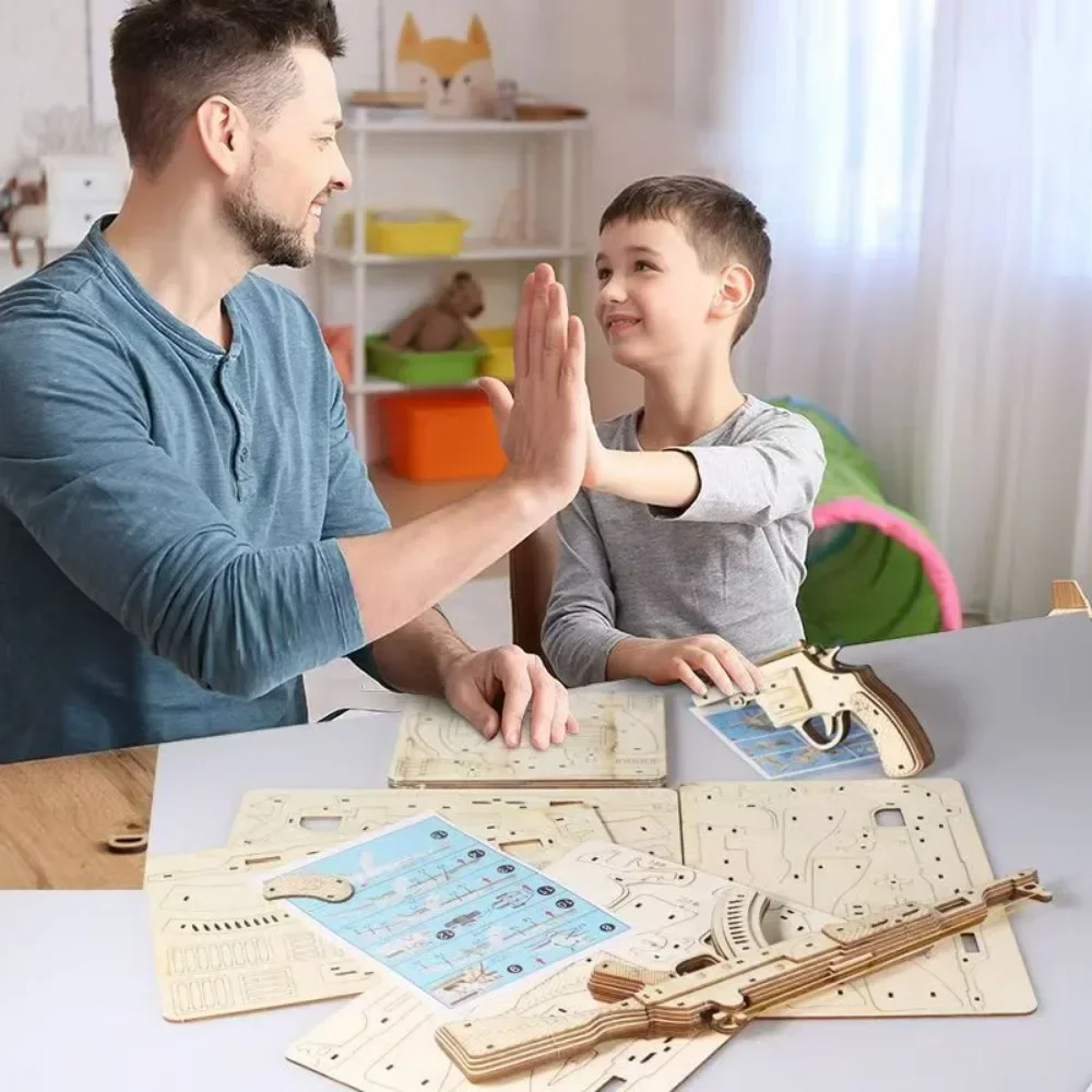 輪ゴム銃 3D 木製ビルディングブロック機械式 AK47 モデルキット組立ビルディングパズルのおもちゃ子供の誕生日プレゼント