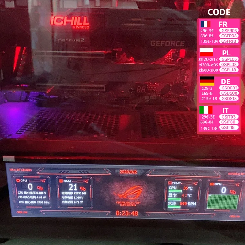 1920*480 IPS 8.8 Cal HSD088IPW1 długa taśma ekran AIDA64 podwozie dodatkowy ekran dla monitor do komputera przypadku Raspberry Pi