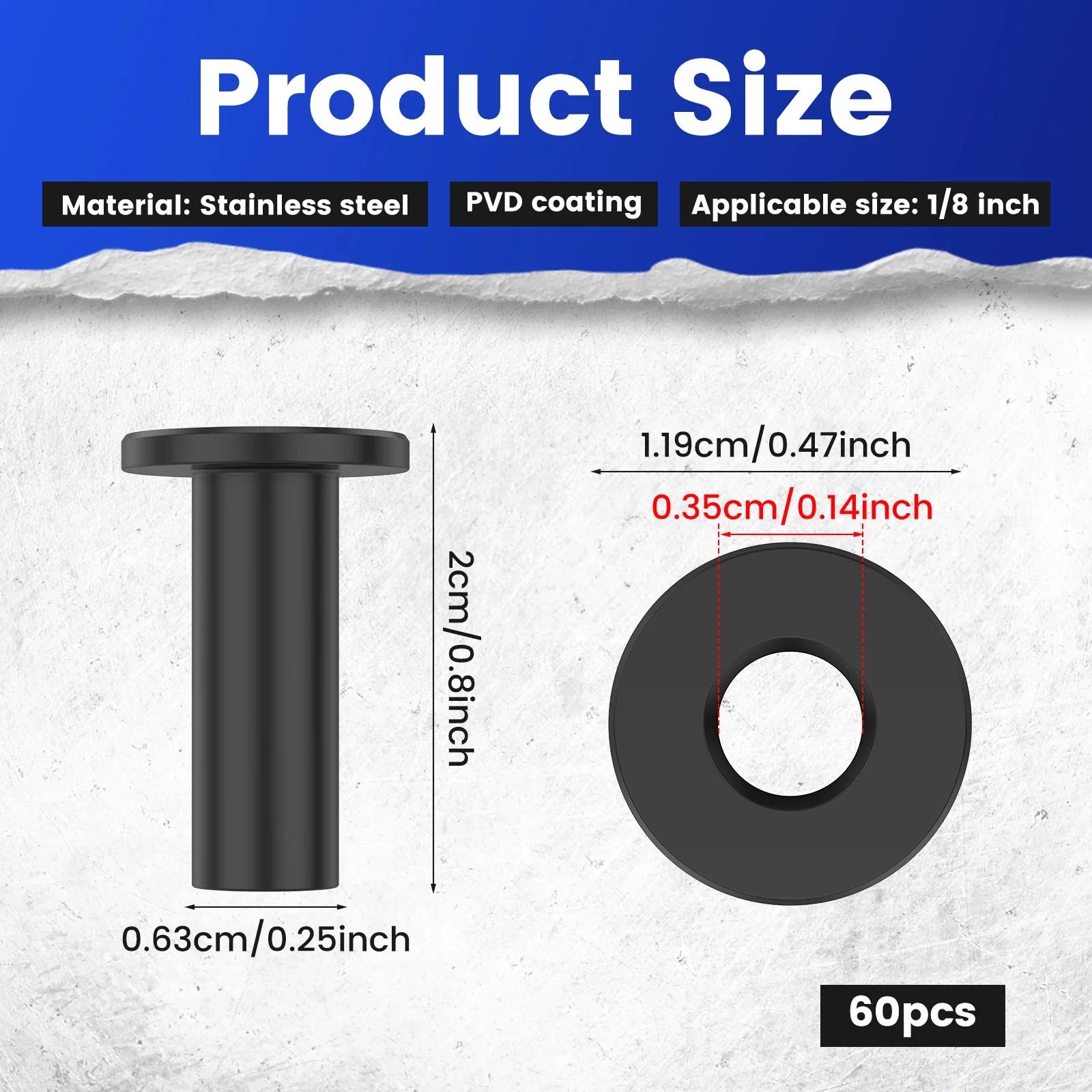 60Pcs Black Stainless Steel Protector Sleeves Cable Railing Protector Sleeves Deck Cable Railing Protectors for 1/8 inch Decks