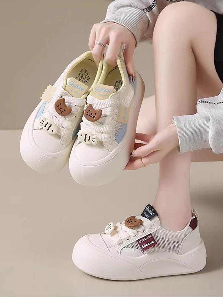 Women's Thick Bottom Sneakers Spring Summer New Style Casual Net Surface Anti Slip Comfortable Sports Shoes Fashionable All M...