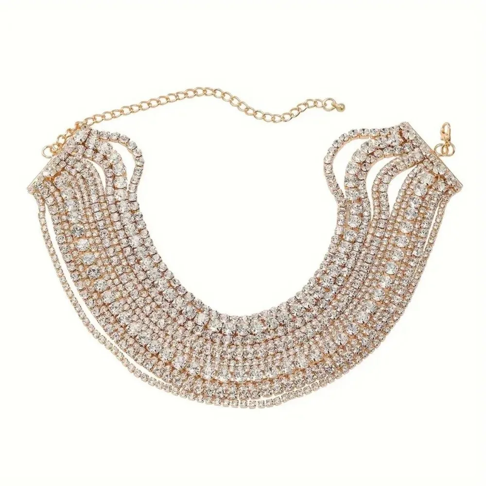 Fashion Multilayers Rhinestone Necklaces Gift INS Style Crystal Rhinestone Chokers Party
