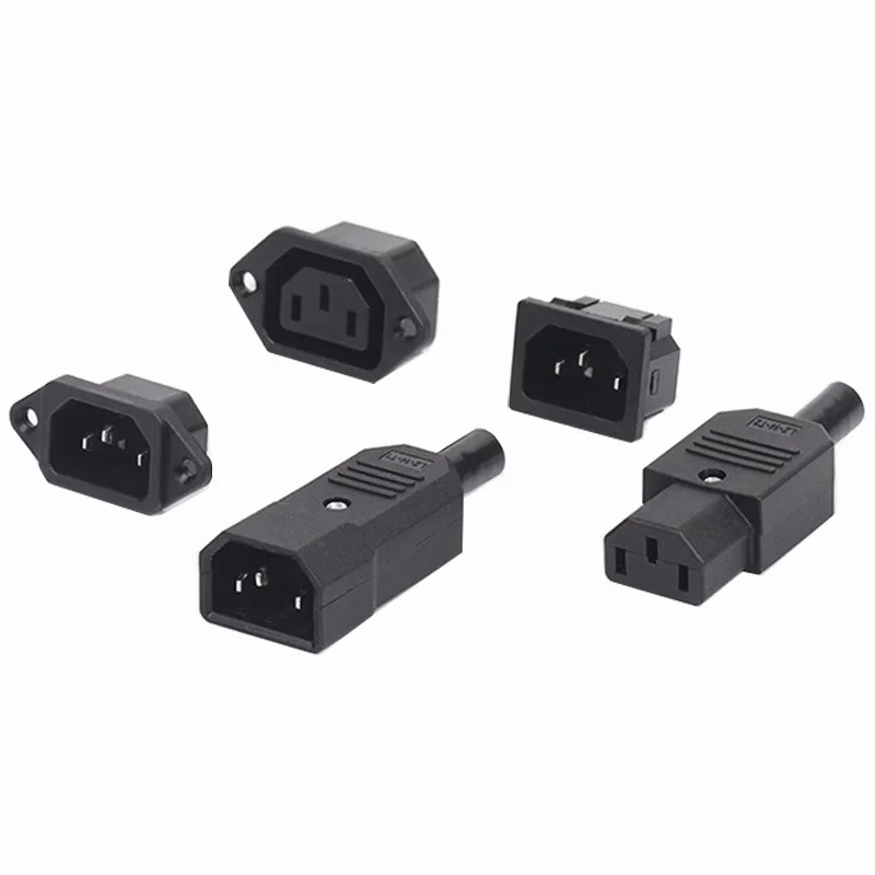 IEC320 10A 250V Black Male female docking Plug Connector Rewireable C13 C14 Plug Rewirable Power Konektor 3 Pin AC Socket