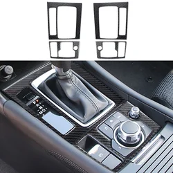 Real Carbon Fiber Car Styling Central Control Gear Shift Frame Cover Decorative Sticker for Mazda 3 Axela Interior Accessories