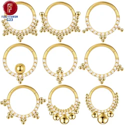 F136 Titanium Tragus piercing Clicker neusring CZ Septum Zirkoon Oorbellen 16G Helix Kraakbeen Scharnierende Segment Lichaam Sieraden