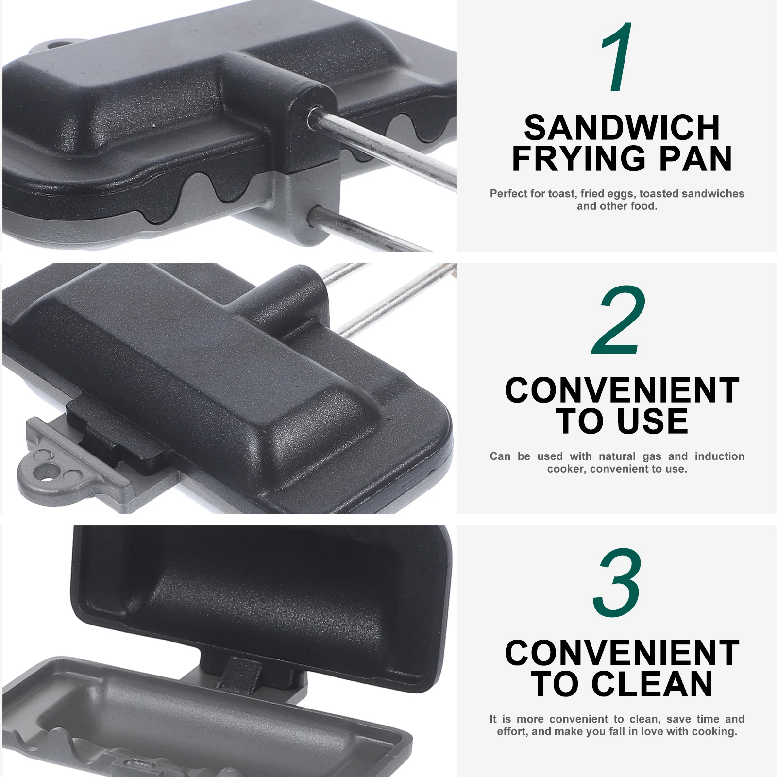 

Sandwich Mold Detachable Double-Sided Non-Stick Baking Pan Frying Tray Grill Tool Toast Eggs Sandwiches Home Kitchen