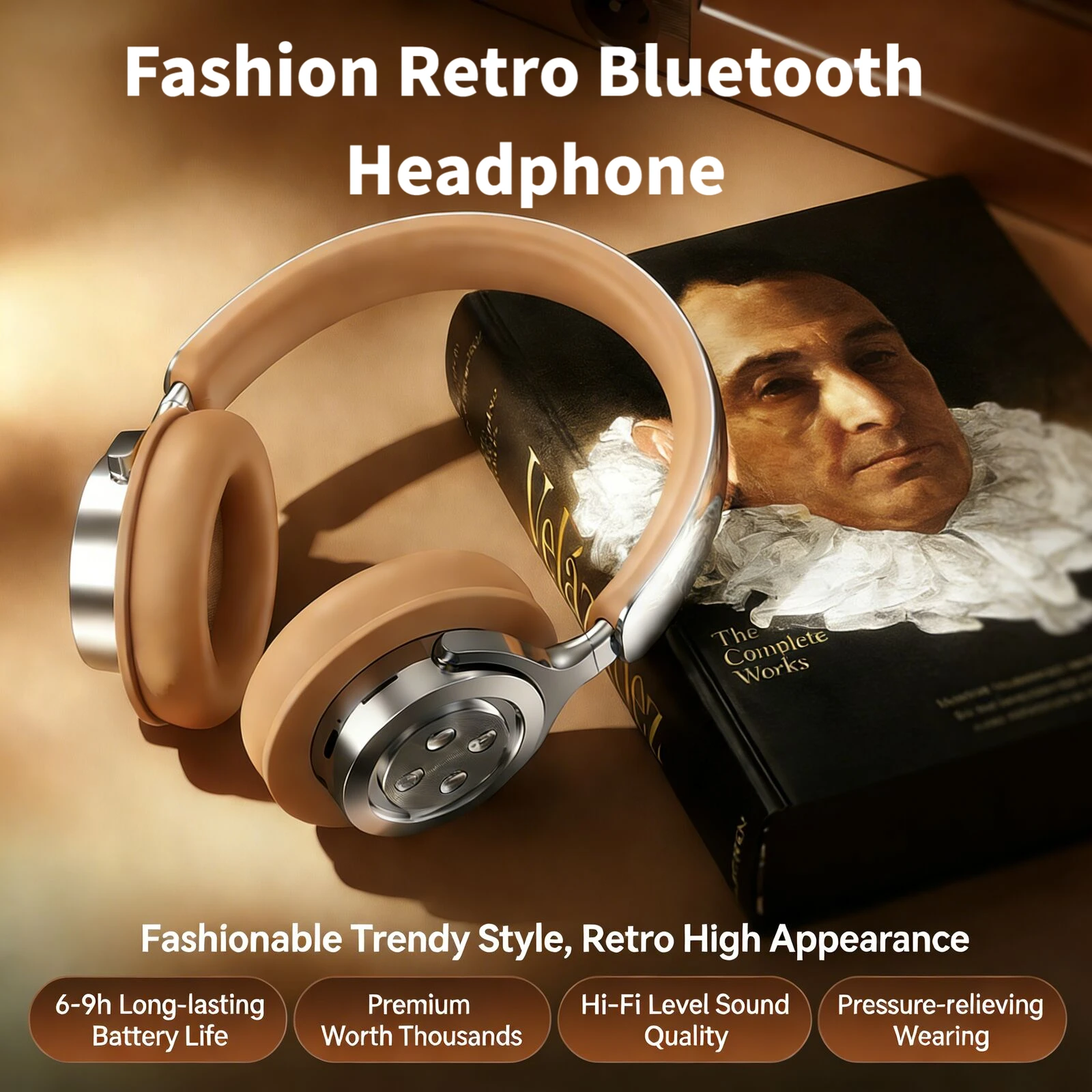 

Fashion Retro Trend A51 Bluetooth Headphones HiFi Stereo Long Battery Life Pressure Relief Comfort Wear for Music Outdoor Decor