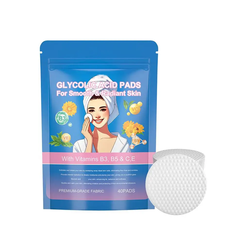 Almohadillas de limpieza, almohadillas exfoliantes para la piel con ácido glicólico, vitamina B3, b5, c, e esponjas para limpieza, exfoliante, cuidado de la piel Pro N6n8