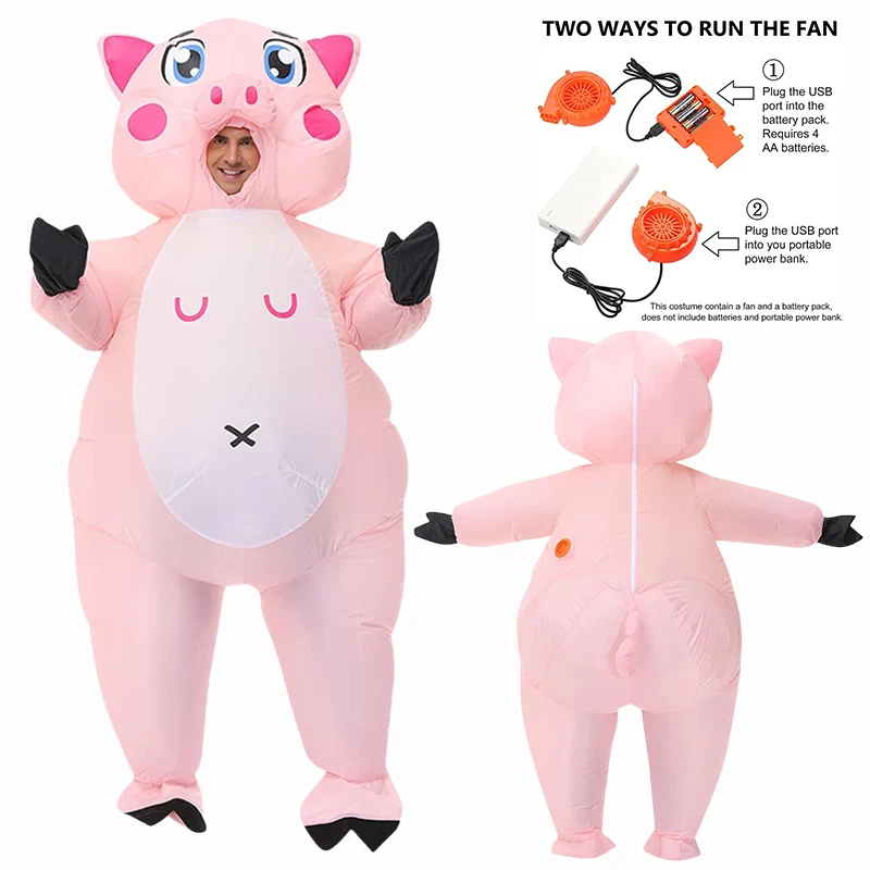 

Inflatable Pig Costume Blow Up Costume Mascot Animal Cosplay Party Christmas Halloween Carnival Fancy Dress Costume Jumpsuit