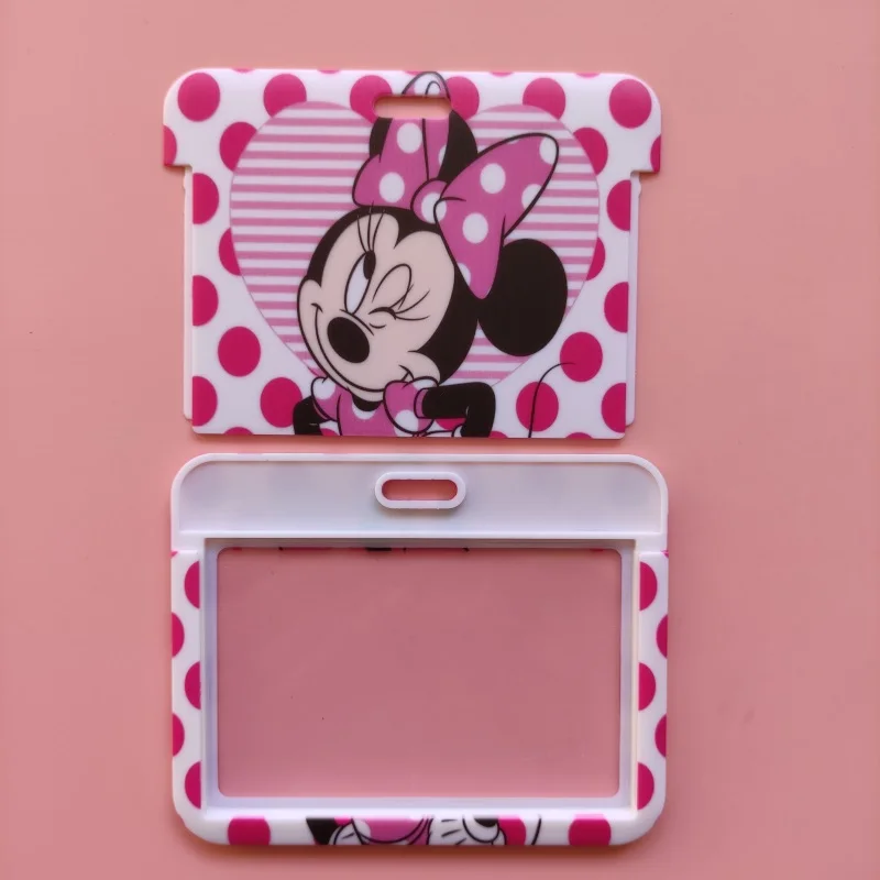 Porte-cartes d'identité Disney Mickey Minnie pour garçons, porte-cartes d'identité pour étudiants, porte-cartes de Bus avec lanière pour porte de visite