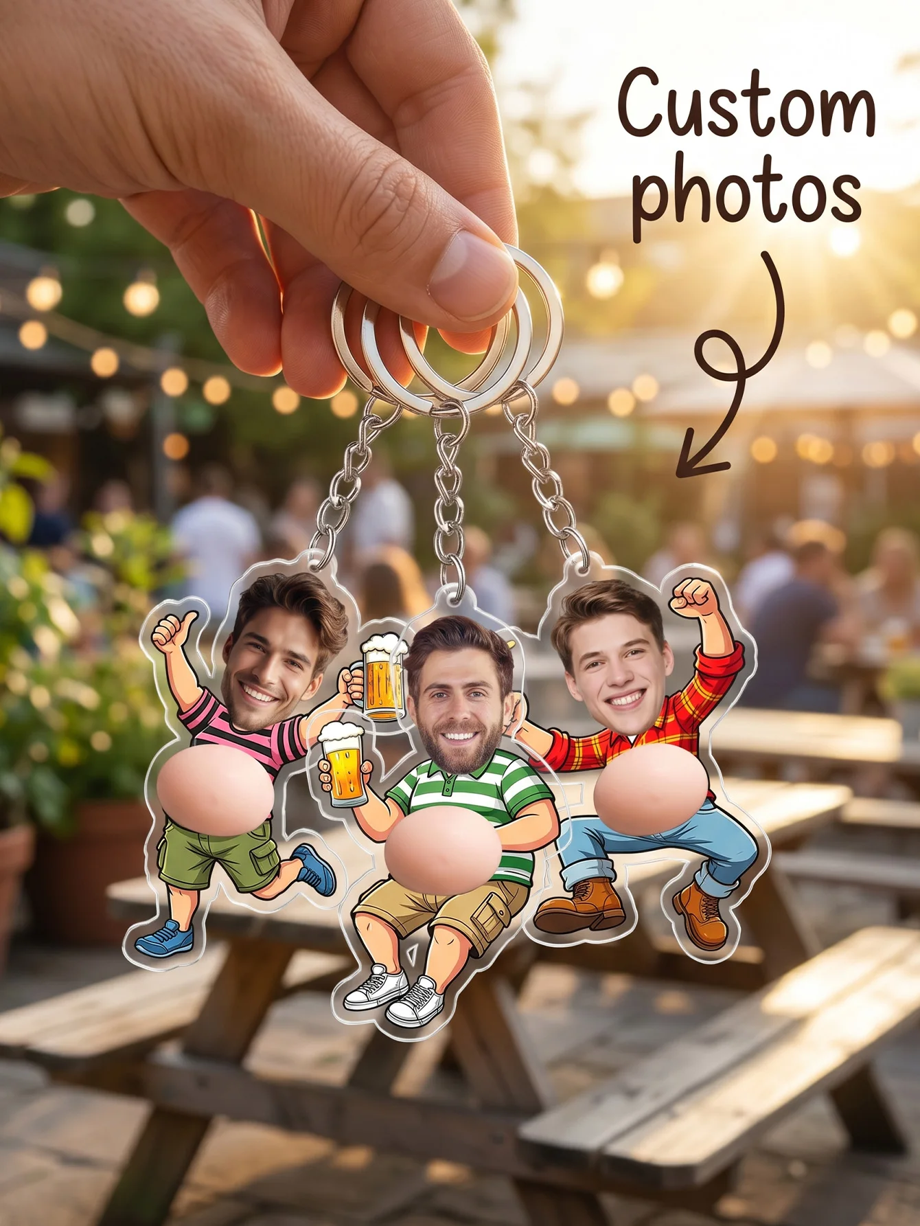 1pc Custom Photo Squishy Belly Acrylic Keychain，Personalized Stress Relief Keychain for Kids & Adults，Custom Photo Funny Belly
