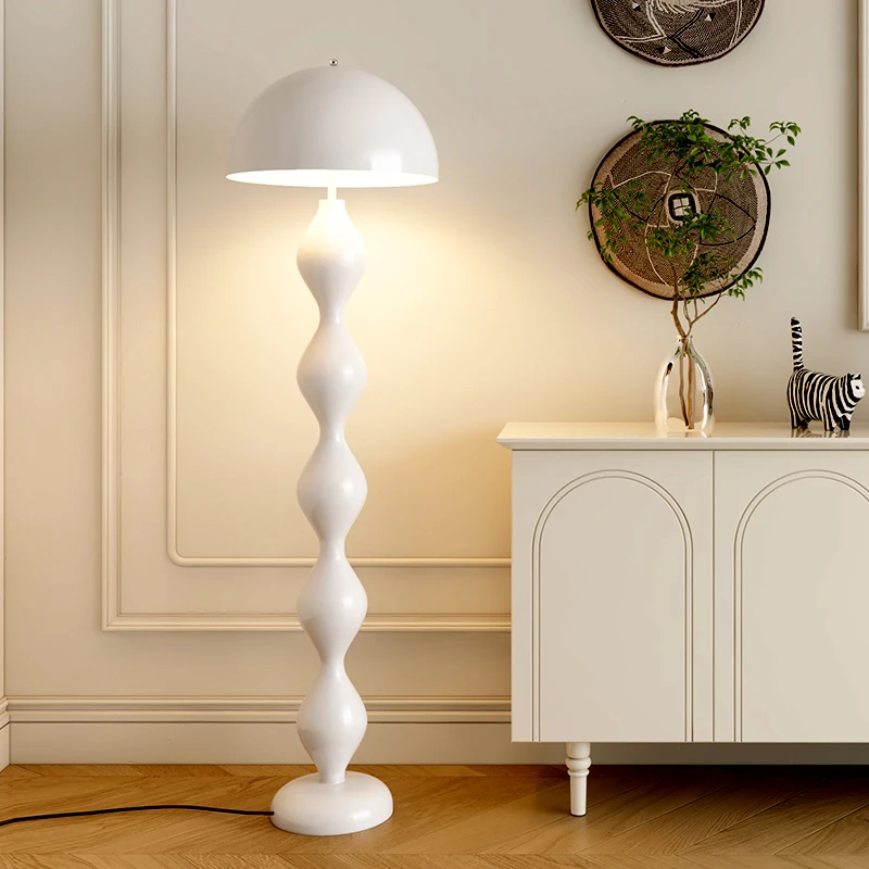 Floor lamp, living room cream wind and sand hair lamp, decorative ornament, vertical floor lamp