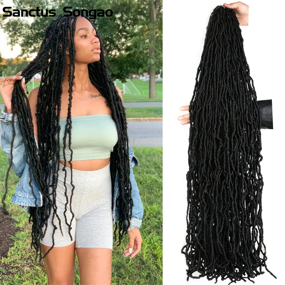 

Synthetic Faux Locs Crochet Braiding Hair 18 24 36Inch Pre-looped Soft Goddess Locs Curly Crochet Hair Extension For Black Women