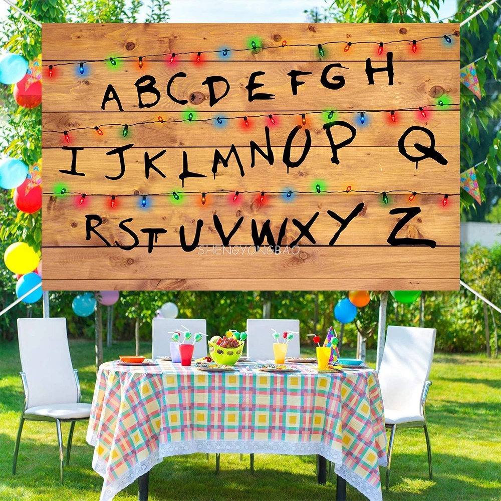 التلفزيون الأمريكي غريب خلفيات للتصوير الفوتوغرافي أضواء الأبجدية الحلقة سلسلة الفينيل راية حفلة استوديو الصور خلفية ZM-01