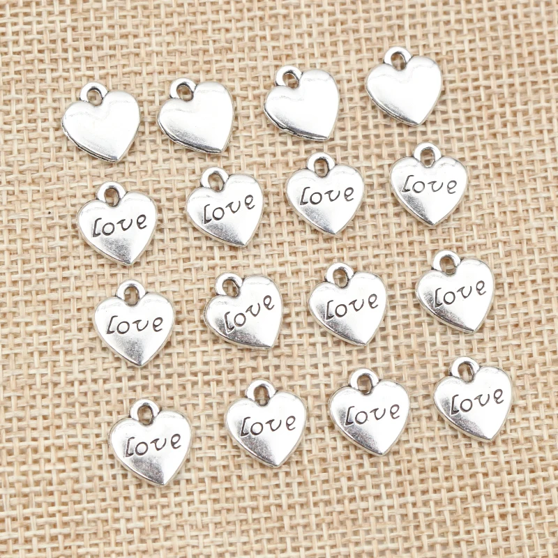 20pcs 11x10mm Antique Silver Plated Heart Handmade Charms Pendant:DIY for bracelet necklace