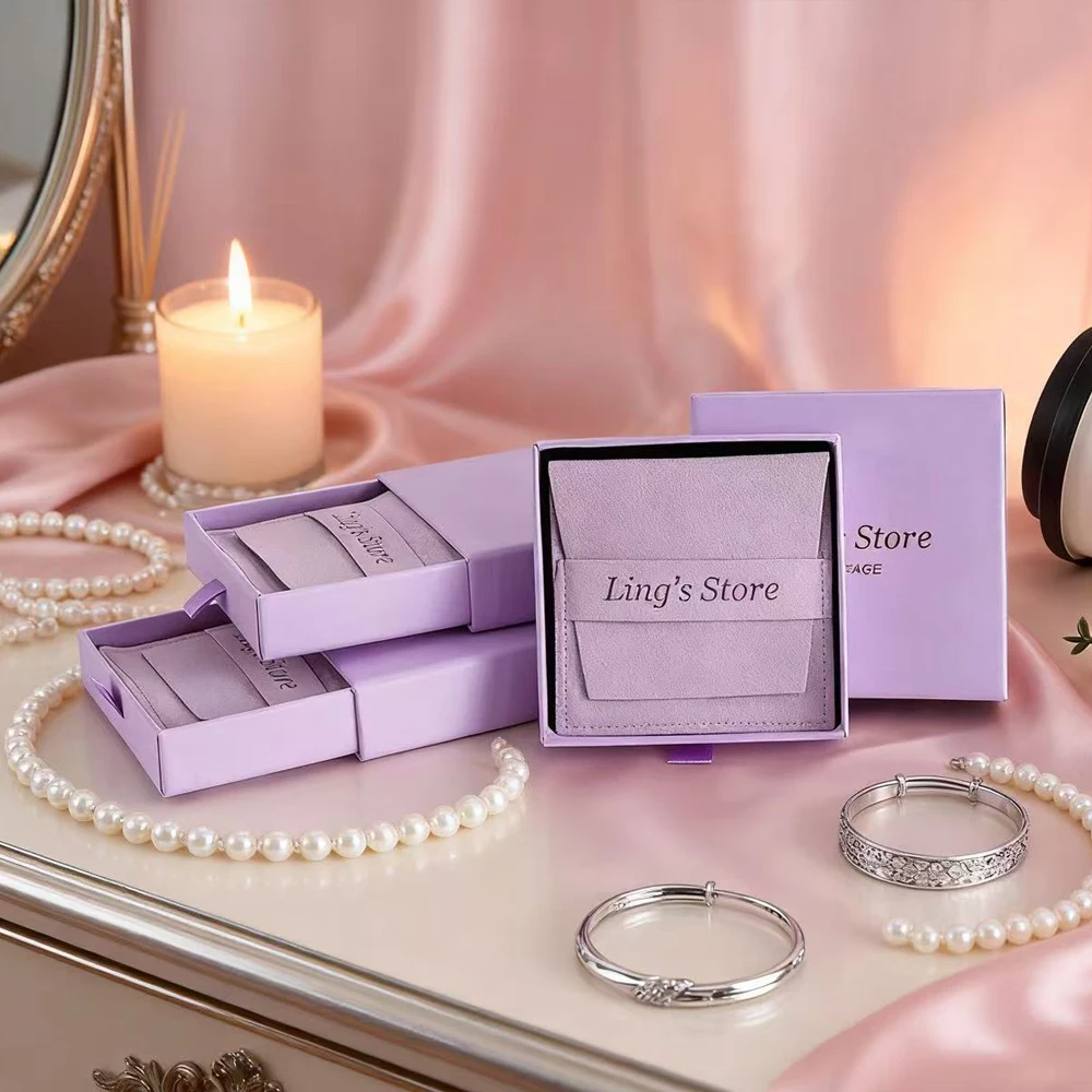 

24/50/100PSet Elegant Wholesale Jewelry Drawer Paper Box 9x9x2.5cm With 8x8cm Ring Earring Stud Pendant Necklace Organizer Pouch