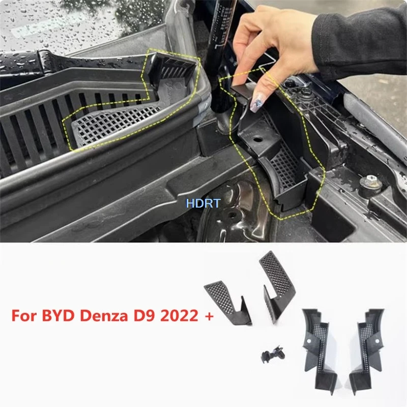 

For BYD Denza D9 2022 + Car Styling Front Engine Hood Air Intake Anti Blocking Cover Auto Part Protector Decoration Accessories