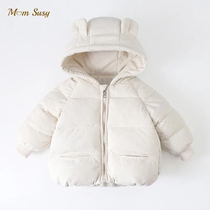 

Baby Boy Girl Cotton Padded Hooded Jacket Infant Toddler Child Corduroy Solid Coat Warm Winter Spring Autumn Baby Clothes 1-7Y