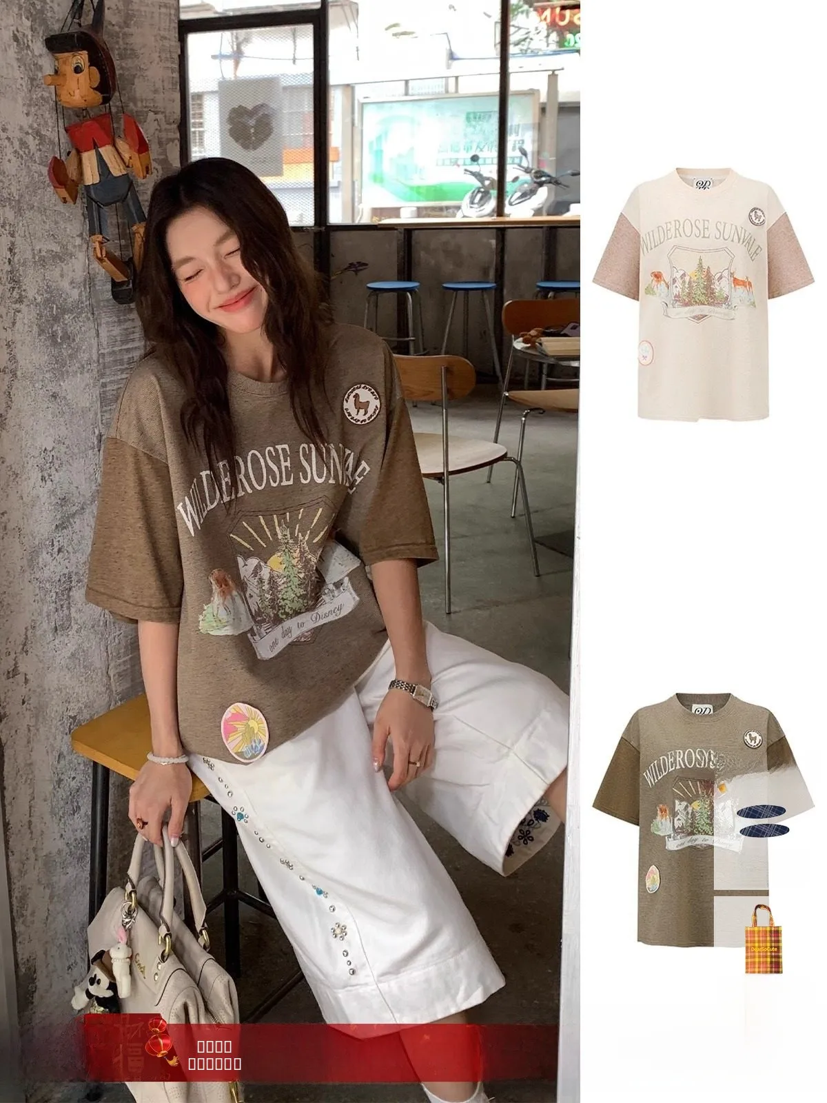 

ODTD Летний топ с принтом животных, ручной работы, простой свободный крой, из смесового хлопка и льна