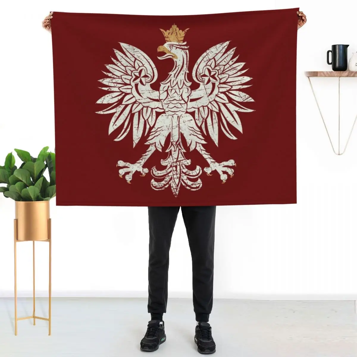 Polish Eagle Shield V01 Throw Blanket Plaid Heavy Picnic Plush Stuffeds Moving Blankets