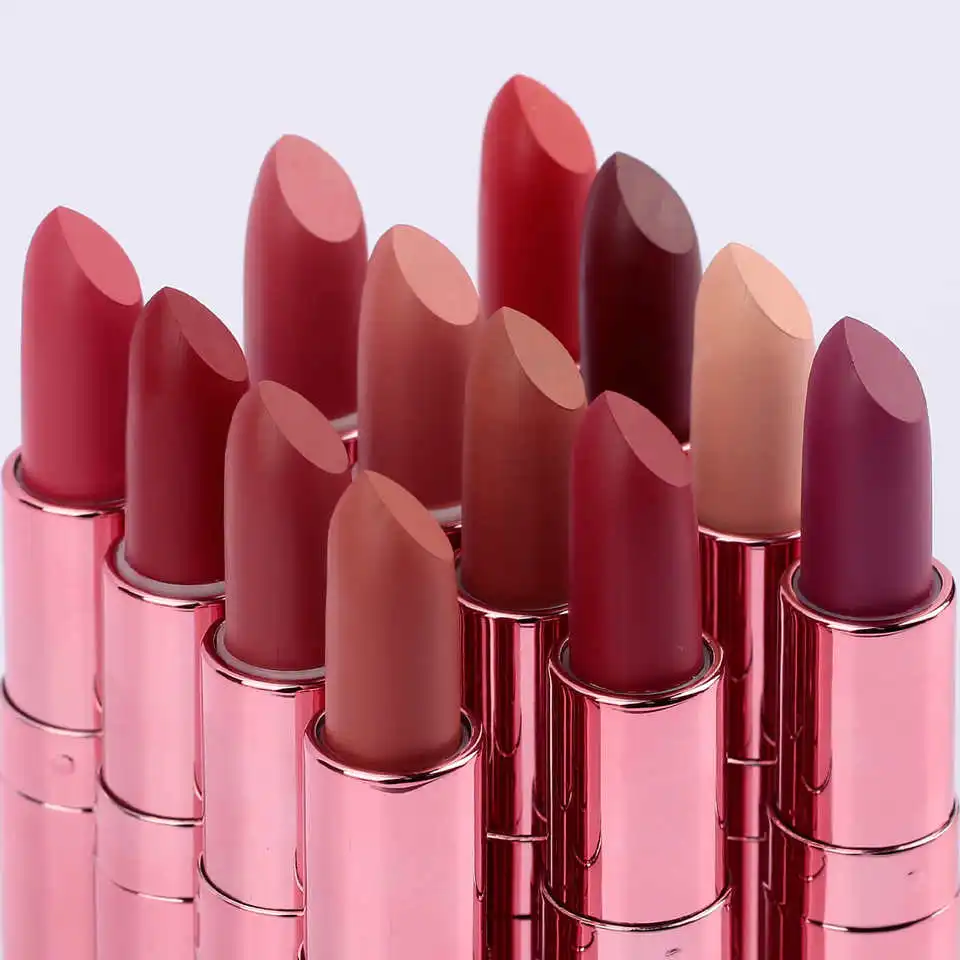 

Custom Logo Lipstick Nude Matte Waterproof Lipsticks Private Label Makeup Cosmetics Wholesale Bulk For Business Rose Pink Box