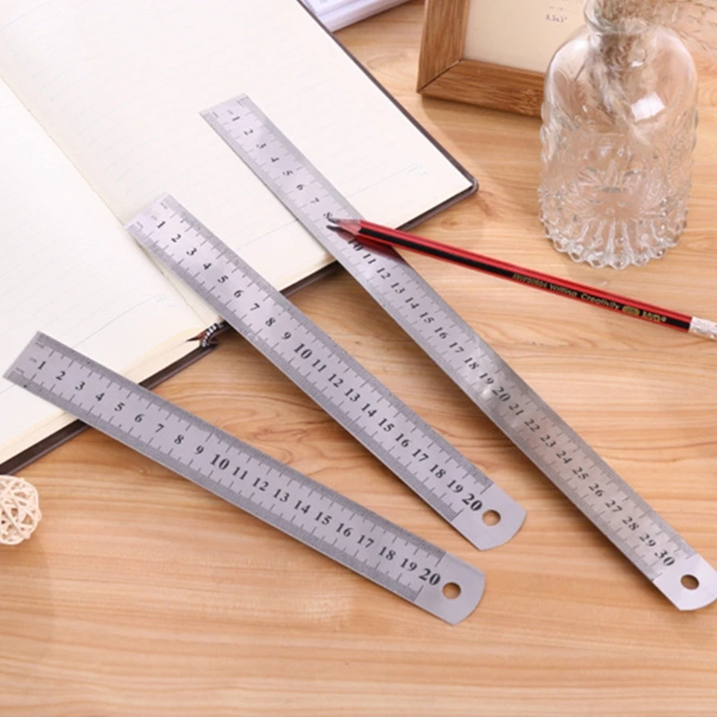 Portable Straight Ruler 15/20/30cm Measuring Ruler Stationery Drafting Accessory School Office Supplies Stainless Ruler