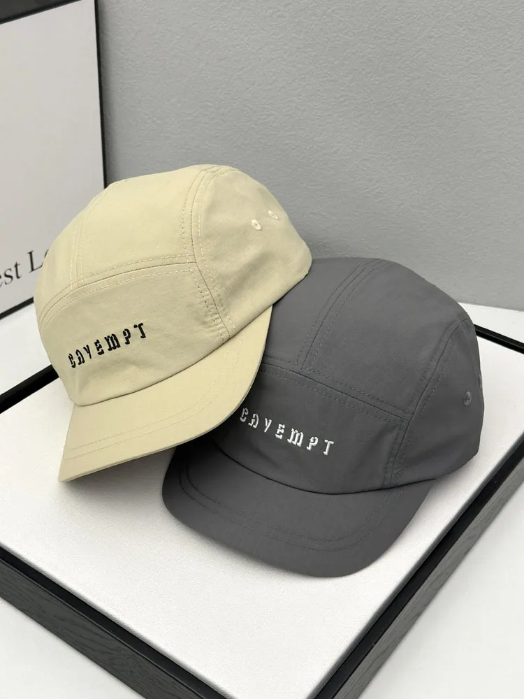 Solid Color Retro Short-Brimmed Hat Quick-Drying Five-Piece Cap Peaked Cap Thin Men and Women Tooling Style Baseball Hat