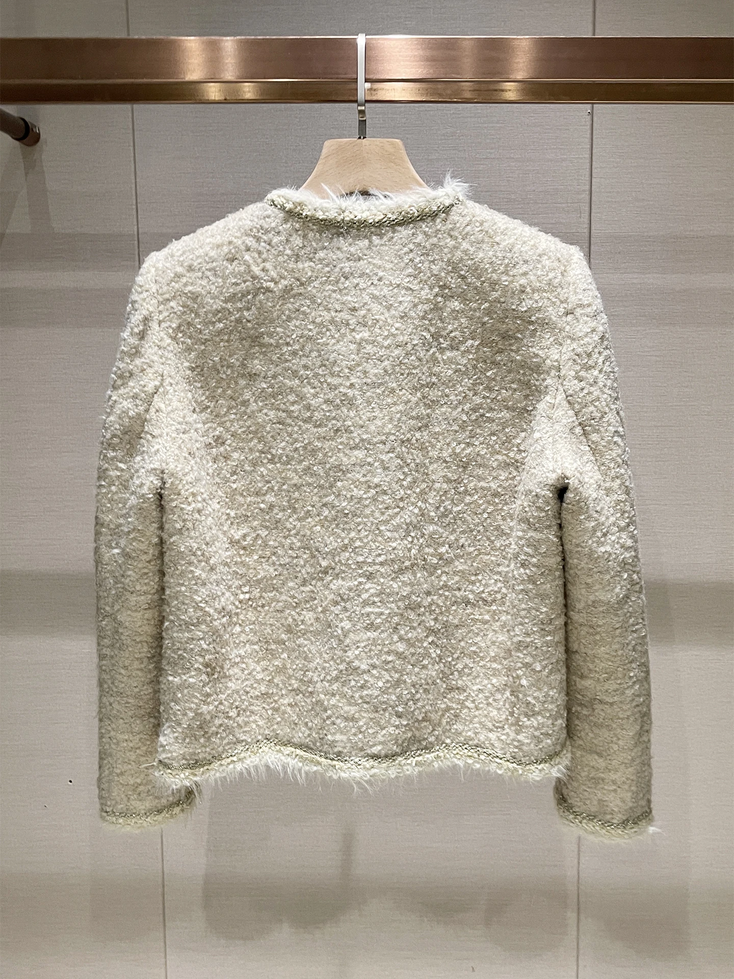 冬の新作ファション、アウターウェアコート、レディースラウンドネックロングスリーブシングルボタンウールカーディガンダウンジャケット