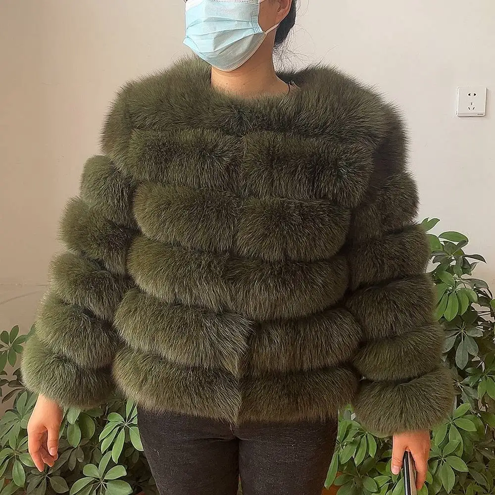 100% Natural Fur Jacket Real Fur Coat Winter Jacket Women Natural Fox Fur Luxury Fashion 50cm Short Jacket Wholesale Hot 2022