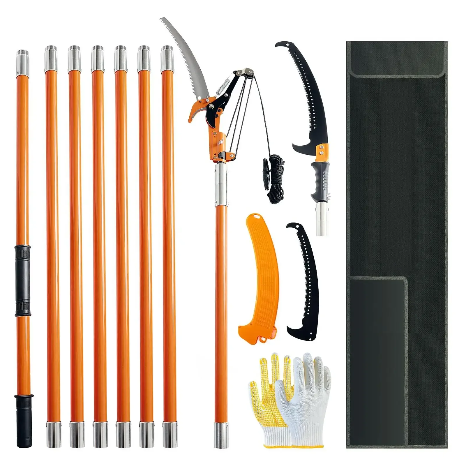 7.3-27ft Lightweight High-strength Alloy Steel Adjustable Height Manual Extension Pole Pruner Tree Trimmer With Dual Hook Kn