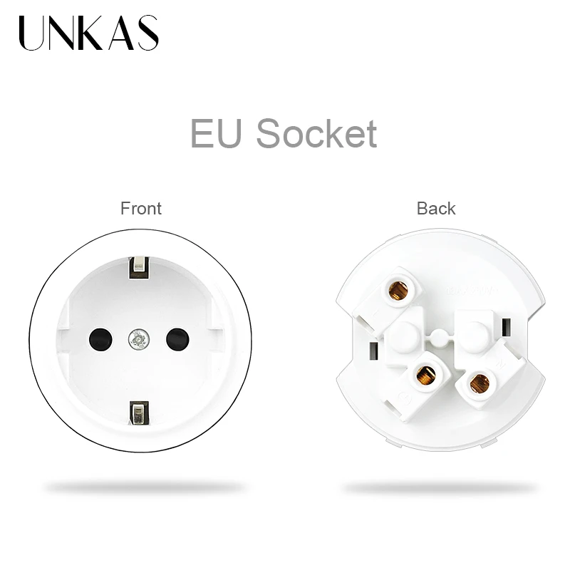 UNKAS A8 White Glass EU French Socket 1 2 3 Gang 1 Way TV RJ12 Telephone RJ45 Computer USB Universal DIY Free Combination Outlet