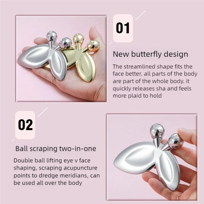 3D Face Roller เครื่องนวด Skin Care โลหะ Face Lifting Rod Scratch Roller ประเภท V-รูป Face Slimming Instrument Guasha เครื่องมือ
