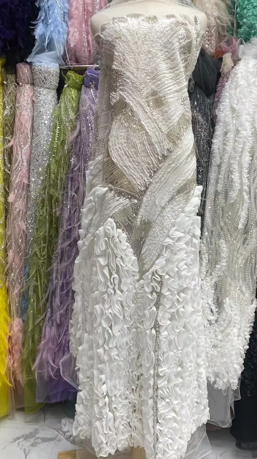 2025 High -End Luxury French Mesh Beaded Lace Fabric High Quality African Sequins Groom Lace Fabrics For Nigerian Wedding Dress