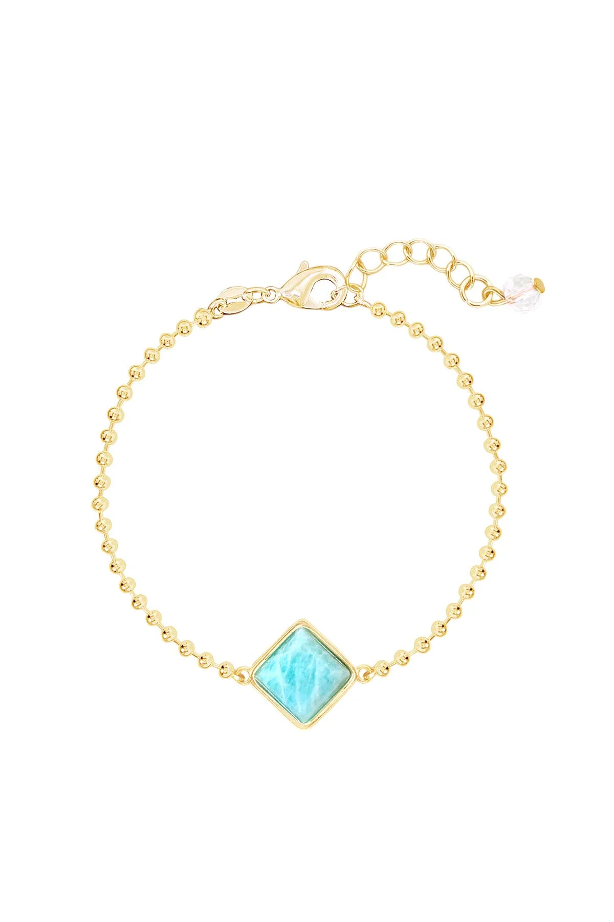 

14k Gold Filled Square Russian Amazonite Beaded Charm Bracelet Fashion Jewelry