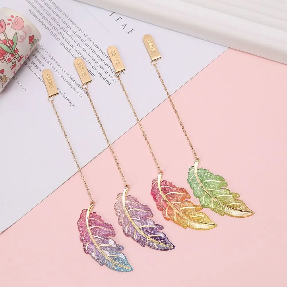 2Pcs Creative Colorful Leaves Binder Bookmark Book Paginator Cute Design Student Teacher Gift Student Stationery