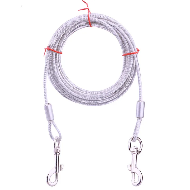 3M/5M/10M Double-headed Steel Wire Rope Dog Tie Out Cable Leash Anti-Bite Dog Leash Hard/Fierce Dog Supply Outdoor Lead Chain