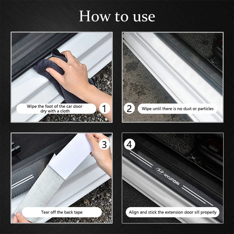 Car Door Sill Scuff Plate Anti-scratch Sticker Protector Strip For Hyundai Sonata Azera Coupe SantaFe Genesis Accent Creta