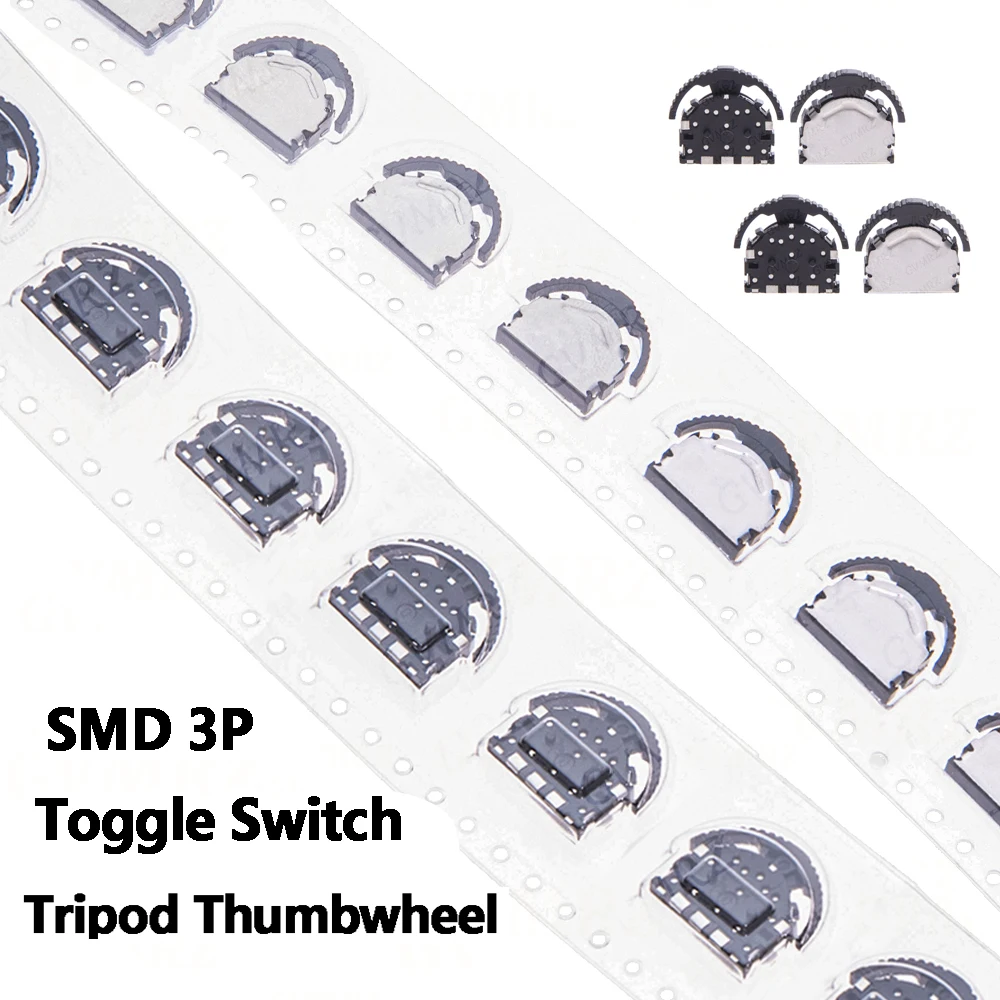 10PCS SMD 3-Pin Tripod Thumbwheel Toggle Switch for Phone MP3 MP4 3P Big Head 3P