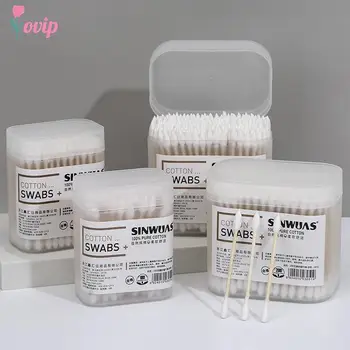 100/200 szt. Jednorazowa bardzo mała wacik szczotka do usuwania klej do przedłużania rzęs niestrzępiące mikroszczotki z drewna bawełnianego