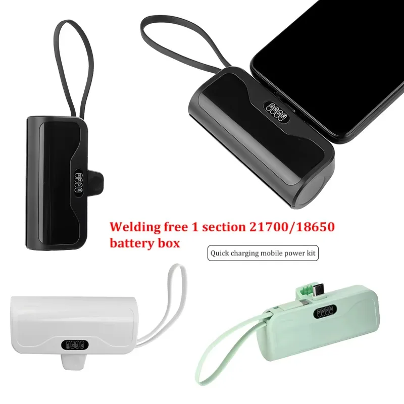 Handmade TypeC Power Bank Enclosure Battery Power Charger DIY Case for 18650/21700 Batteries No Welding Required