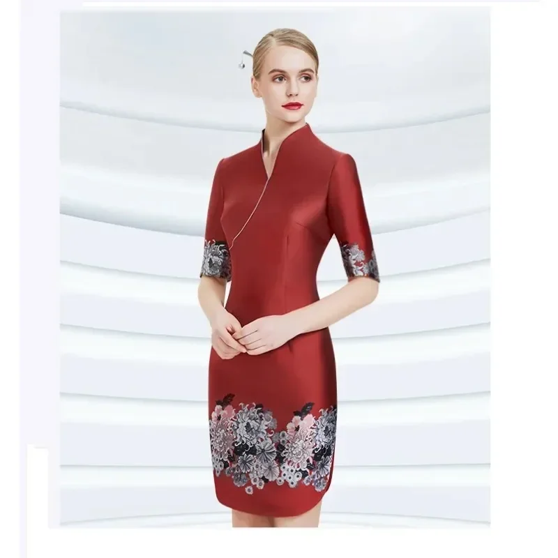 

Stewardess Uniform Female Cheongsam Dress Professional Suit Sales Department Hotel Reception Etiquette Safety Work Clothes