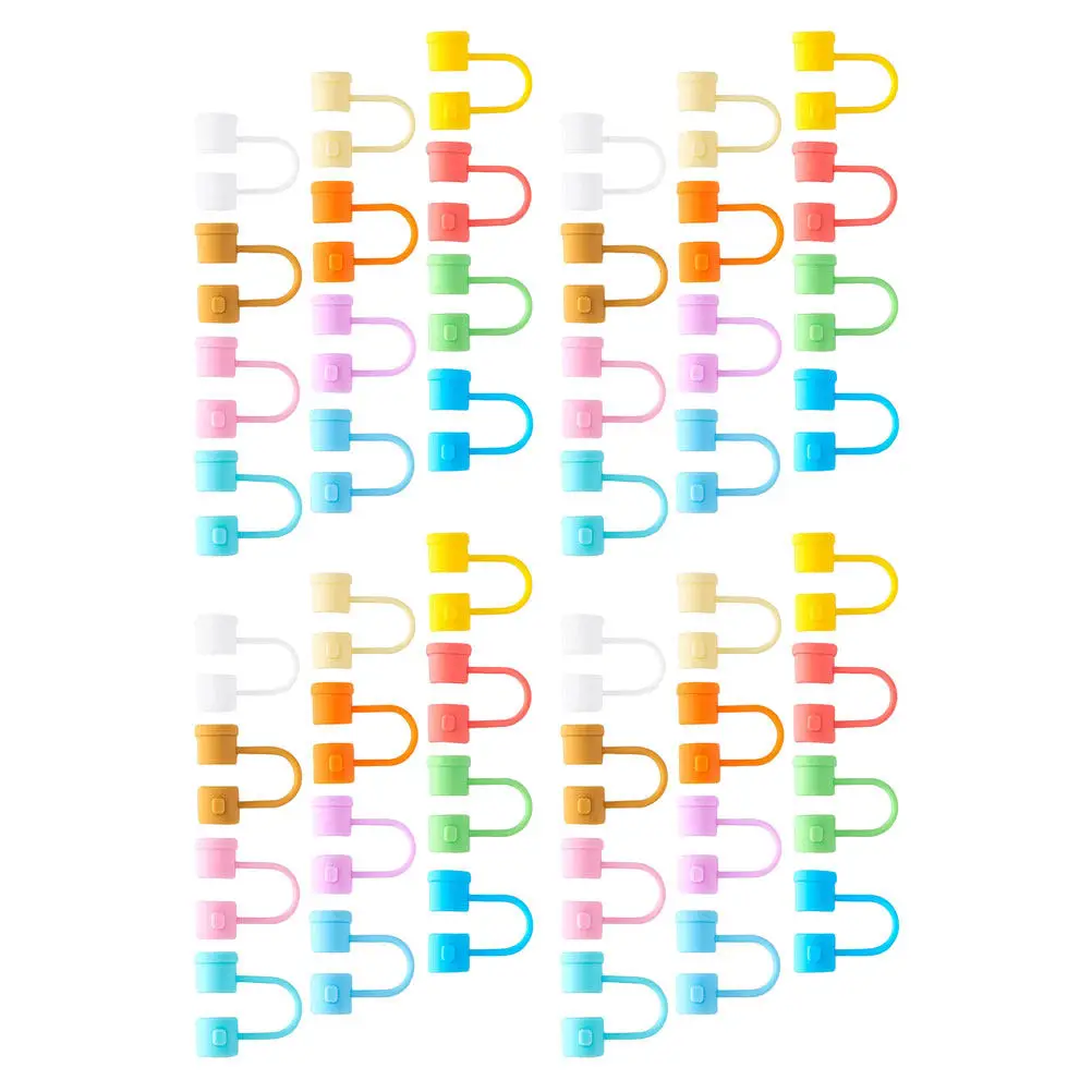 48Pcs Dustproof Silicone Straw Covers Reusable Caps Protectors Universal Fit Straw Toppers for Cups Tumblers Outdoor Family Use