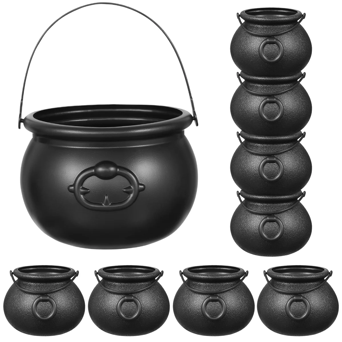 

9PCS Black Cauldron Halloween Candy Bucket Kettle Party Favors Decoration Premium Material Safe for Kids for Garden