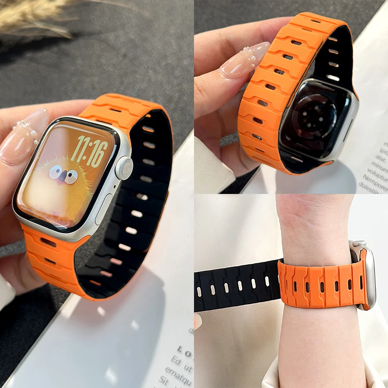 Silicone Magnetic Strap for Apple Watch 11 10 42mm 46mm 9 8 7 6 5 4 SE 45mm 41mm 40mm 44mm Replace Band IWatch Ultra 3 2 1 49mm image 4