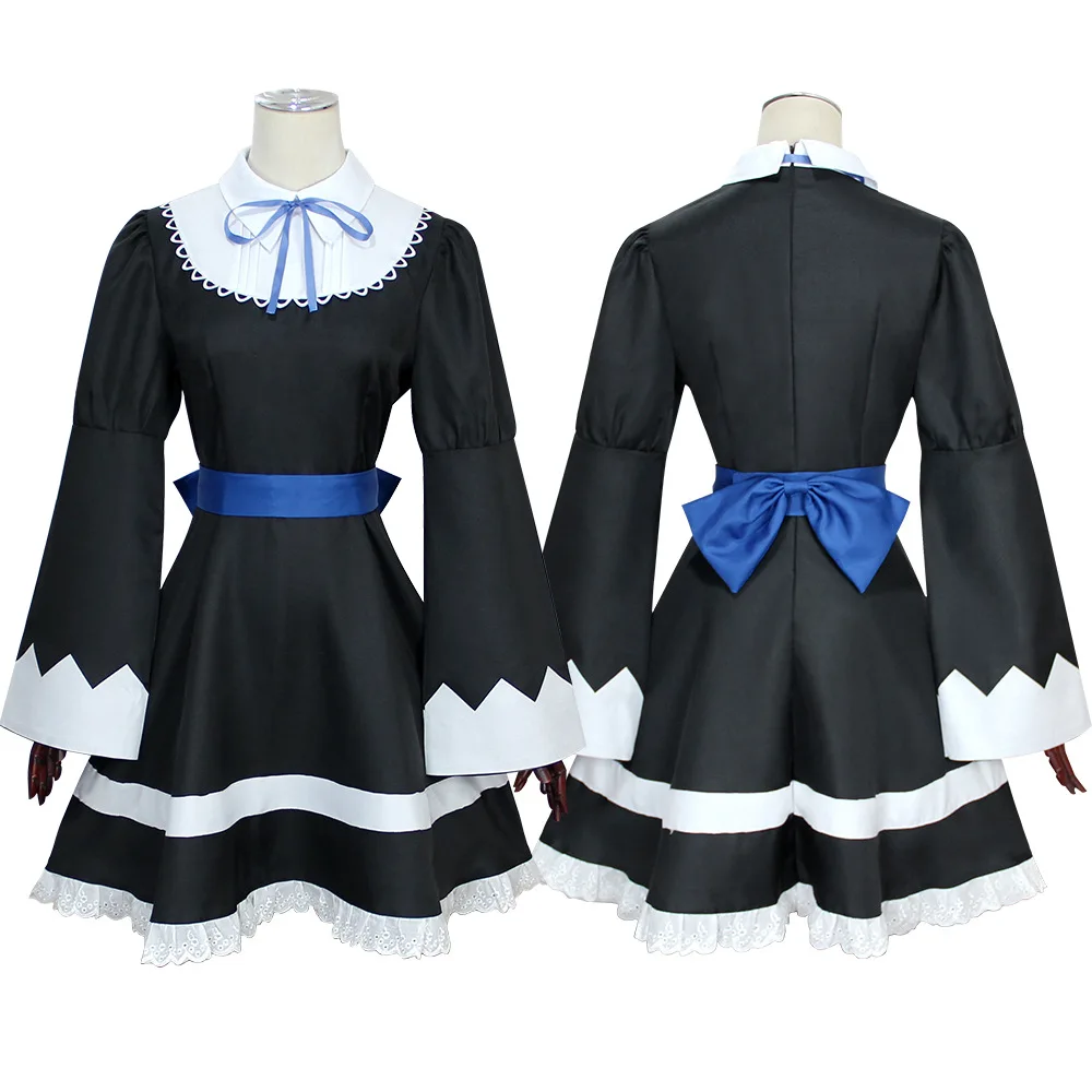 Anime Panty & Stocking with Garterbelt Younger Sister Anarchy Stocking Cosplay Costume Gothic Maid Lolita Dress Wig Long Socks