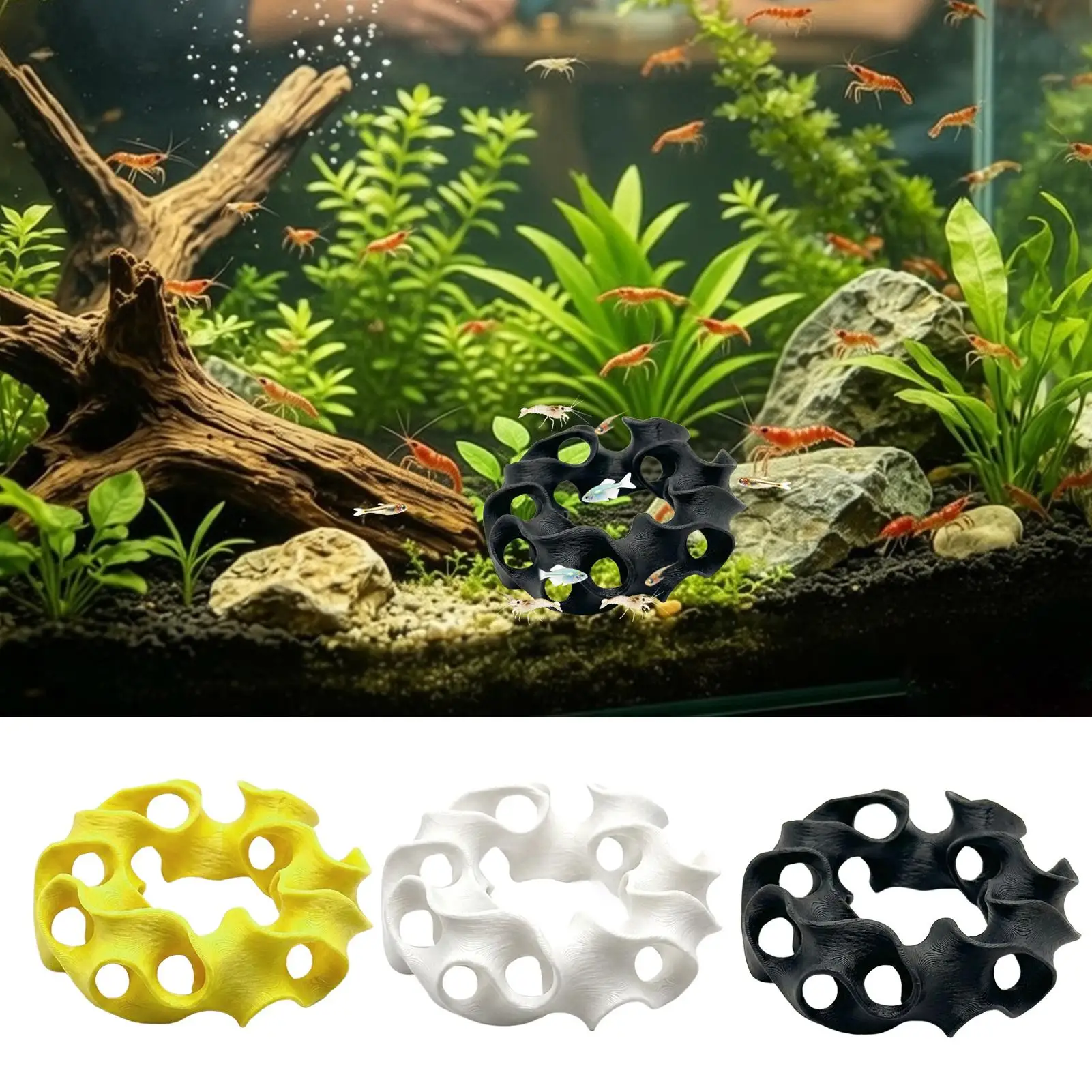 Aquarium-Deko Betta-Hängematte Fisch-Deko Schwimmende Betta-Versteckshöhle Garnelenhöhle Aquarium-Hängematte, Schwimmender Futter- und Ruheplatz – Detail 1