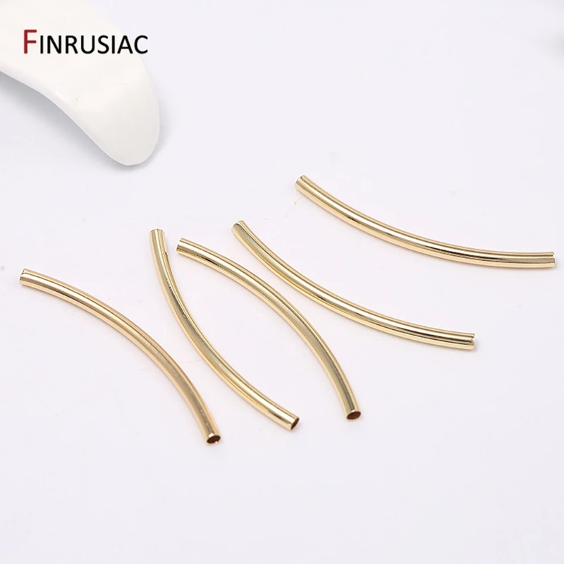 14k Gold Plated Brass 35mm Long Curved Tube Beads Accessories For Jewelry Making Accessories Supplies Findings Wholesale