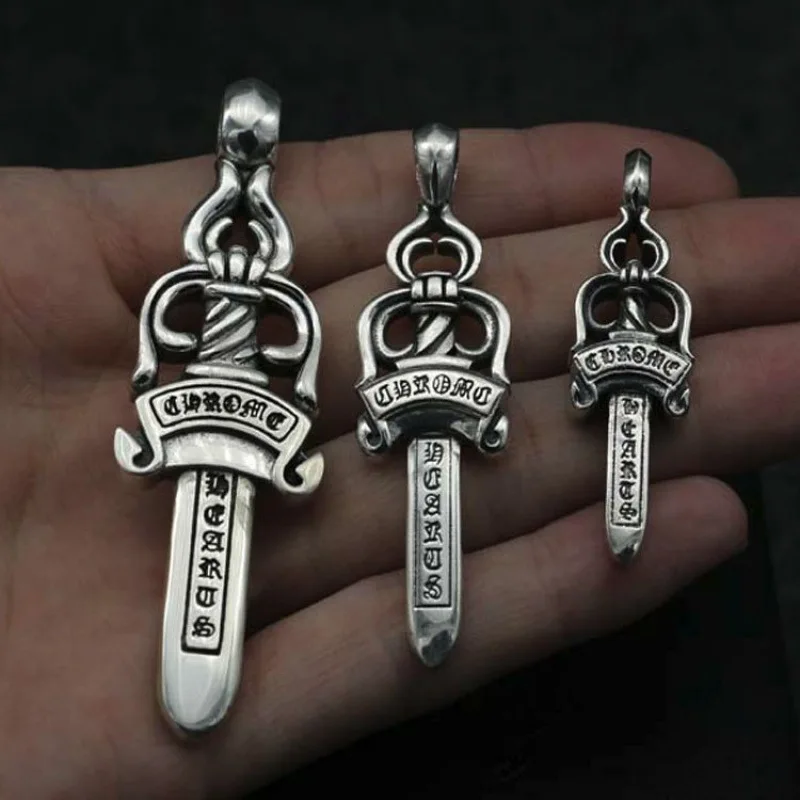 

Thai silver sword pendant collarbone pure silver cross holy sword necklace punk pendant men's and women's trendy accessories