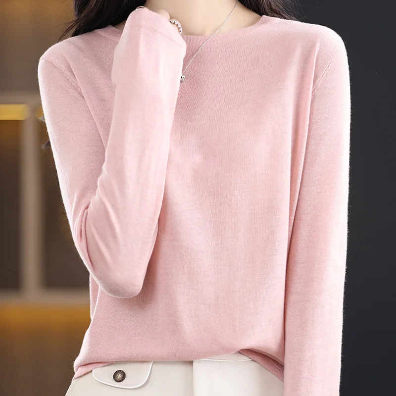 

Women's round Ne Knitted Wool Sweater Thin Base Layer Top Pure Color Autumn New Sle Comfortable Fit Long Sve Woolen irt