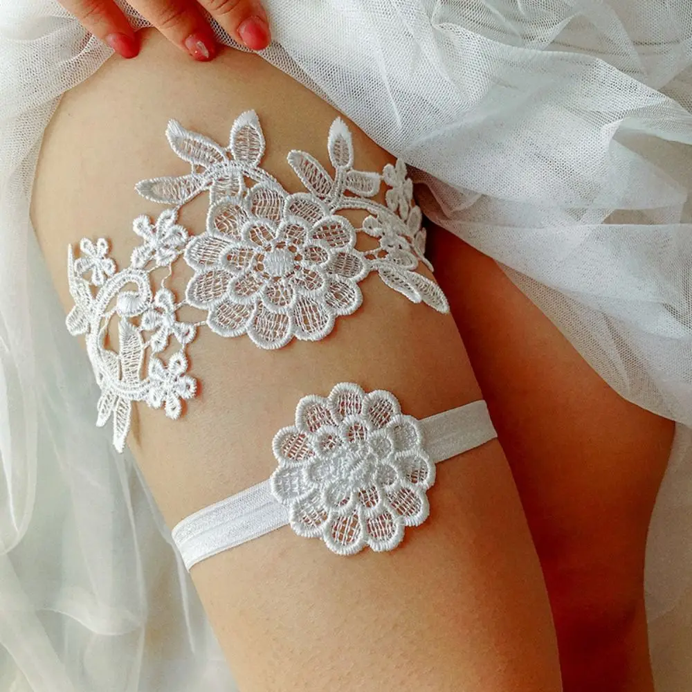 Beins ch laufe Stickerei Blumen Braut Strumpf bänder sexy Blume Oberschenkel Ring elastische Mode Beinring Hochzeit